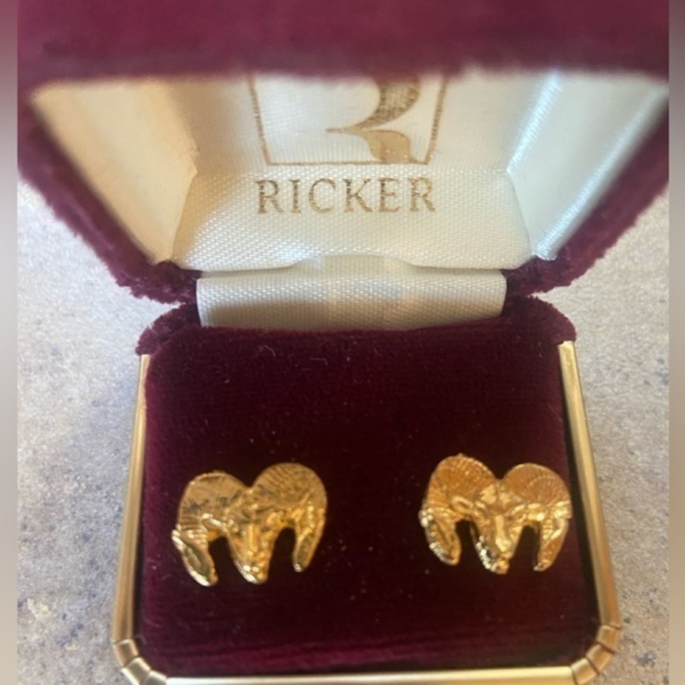 New In Box-Gold-Plated Bighorn Sheep Post Earrings